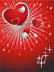 vector eps10 illustration of red and silver hearts on an abstract background