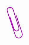 violet paper clip isolated on white background