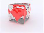 3d ice cube heart frozen