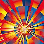 Vibrant Color radial rays background. Vector Illustration