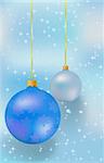 Blue vector christmas background with balls