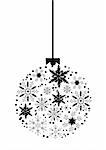 vector illustration of christmas ball made of black snowflakes