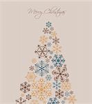 Abstract christmas tree with snowflakes and ornaments. Vector illustration
