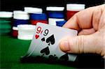 Pair of Nines opening hand at Poker (From a series of opening hands at poker)