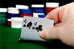 Pair of fours opening hand at Poker (From a series of opening hands at poker)