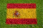 flag of spain on grass with spray