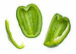 Fresh Green Bell Pepper Slices Isolated on White with a Clipping Path.