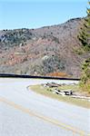 Winding Road in Autumn on the Blue Ridge Parkway in North Carolina, USA.