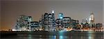 New York City night scene panorama with Manhattan skyline over Hudson River