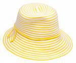 Yellow floppy hat perfect for a summer day at the beach.  Isolated on white with a clipping path.