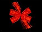 A red bow isolated against a black background