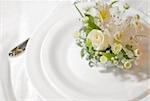 Plates and glasses decorated with flowers