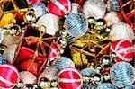 Christmas garland and gift boxes, shallow depth of field