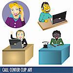 Collection of four call center clip art images.