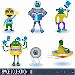 Collection of space icons 3, aliens cartoons
