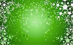 green christmas background with white snow flakes