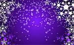 violet christmas background with white snow flakes