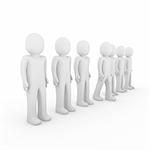3d human stand crowd isolated white background