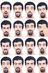 Youg Man Collection of Expressions on White Background