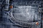 the single pocket of old blue jeans