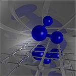 h2o molecule in futuristic space - 3d illustration