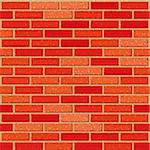 Red brick seamless wall with noise textures. 8 EPS Vector Illustration