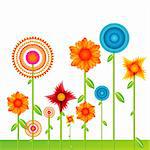 illustration of vector background with flowers on white background