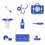 illustration of medical icons on isolated background