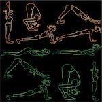 Collection of different yoga postures
