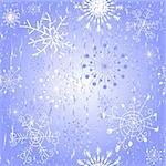 Seamless blue Christmas pattern with snowflakes and stars (vector)
