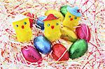 Toy Chicks and Easter Eggs