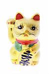 Japanese Lucky Cat Figurine on white Background