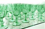 Green cups rows glass crystal luxury kitchenware