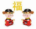 Chinese New Year Figurines on Isolated White Background