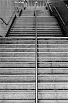 Stairs inside of public building with nobody.