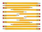 Rows of Pencils on White Background