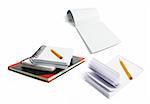 Pencils and Note Books on White Background