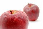 fresh red apple with water drops isolated on white background