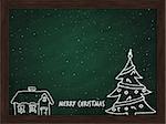 merry christmas card on chalk board