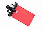 Red gift tag with black bow