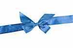 blue holiday ribbon on white background