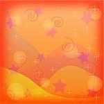 Abstract vector background for holiday: lines and stars on orange, eps10