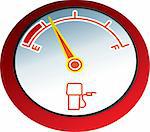 A fuel gauge with not much left in the tank.