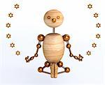 wood man meditation 3d rendered for web