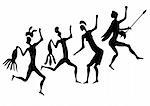 Primitive figures looks like cave painting - primitive art - vector. This file is vector, can be scaled to any size without loss of quality.