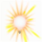 White bulb with yellow rays.