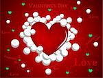 Red valentines illustraited background with hearts and wave