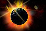 Illustration of the break of day - eclipse - solar flare