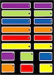 Set of color tags, isolated black,vector