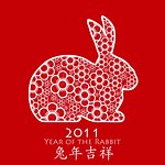Year of the Rabbit 2011 with Chinese Cherry Blossom Spring Flower Red Illustration